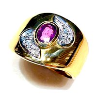 Ring Woman Anni '80 in Yellow Gold Rubino RUB CT 0.48 DIA CT 0.03